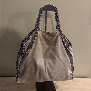 Stella McCartney Taupe Suede Tote with Gunmetal Chain